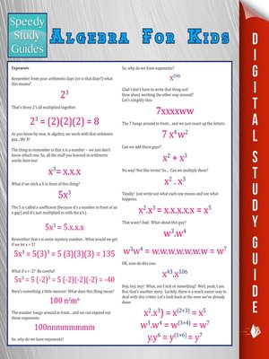 cover image of Algebra For Kids